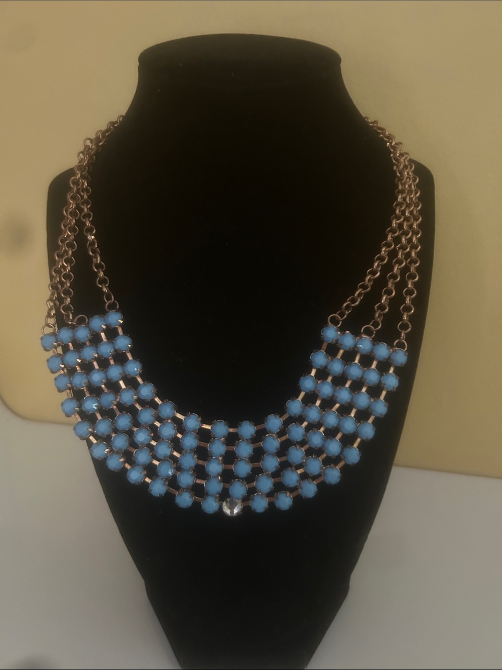 Blue Statement Bib Necklace by